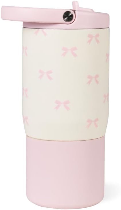 HydroJug Kids 14 oz Sport Water Bottle – Stainless Steel, Insulated, 100% Leakproof, With Carry Handle, BPA-Free – Kid-Friendly Design – Durable & Dishwasher Safe, Bows