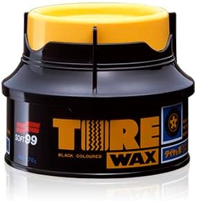 SOFT99 Tire Black Wax 170g – Matte Tire & Trim Dressing – Restore Natural Black Finish, Hydrophobic & UV Protection – Hard Wax Formula with Applicator Sponge