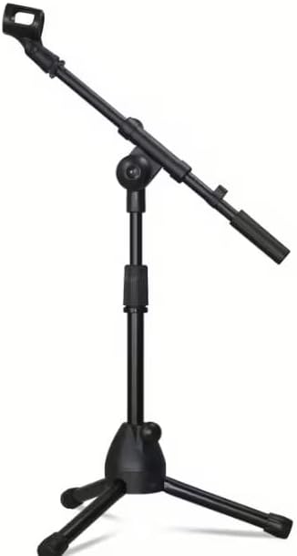 Adjustable Microphone Stand 48–70 cm with 35 cm Telescopic Boom, Foldable Tripod Mic Stand with Dual Mic Clips, Portable and Stable Metal Boom Stand for Studio, Stage, Singing & Recording