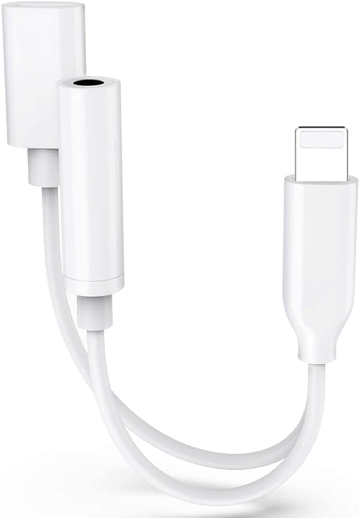 TRIXES Lightning to 3.5mm Headphone Jack Adapter for iPhone, 2 in 1 Aux Audio and Charger Adapter Dongle Cable Splitter Compatible with iPhone 14/13/12/11/XS/XR/X/8/7, Support All iOS System