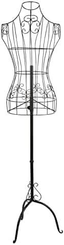 Dressmaking Mannequin Female Mannequin Stand Adjust Height Tripod Dress Stand Mannequin Torso Body with Metal Wire Busts Stand for Clothing Display (Black1, 170) (Black)