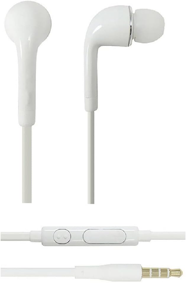 K-S-Trade In Ear Headphones Compatible With Xiaomi Black Shark 4, With Microphone + Volume Control, White 3.5mm Earplugs Headphone Studs Stereo Headset