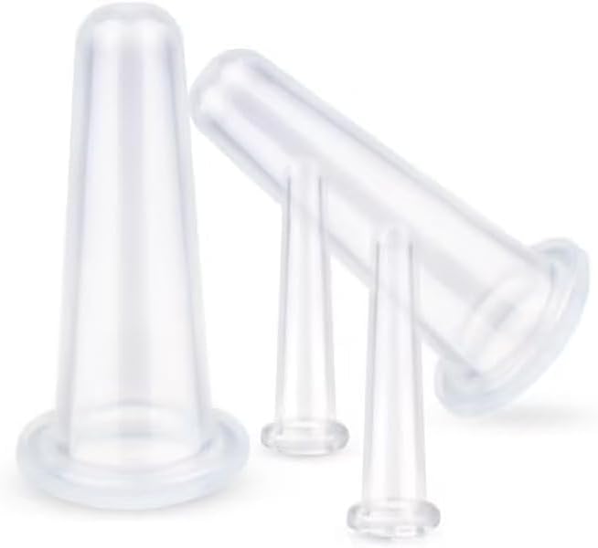 4Pcs Transparent Massage Cupping Set Silicone Mini Facial Cups Skin Care Neck Back Eyes Massaging Cup Safe to Use, Don't Worry About Burns Health Care Products Massage Tools,Health and Household