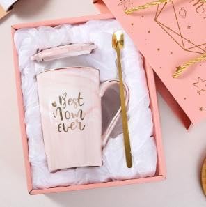 intellitoy Best Mum Gifts - Elegant 14oz Ceramic Mummy Mug with Golden Floral Design, Ideal Friendship Presents for Women, Birthday Gifts for Her, Premium Coffee Cup with Secure Packaging