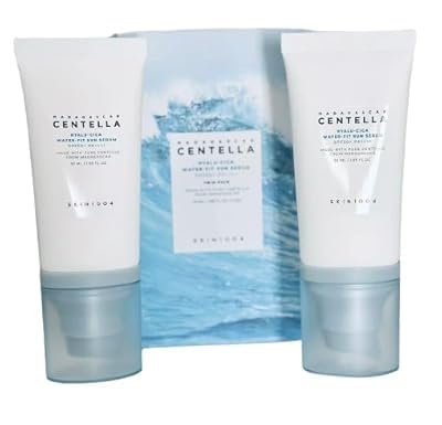 Hyalu CICA Water-fit Sun Serum (Pack of 2) – Lightweight, Hydrating Sun Serum Protection, Soothing, Moisturizing & Non-Greasy, Perfect for Daily Use, and Geometal™ Application Brushes.