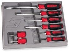 Snap-on 8Pc Soft Grip Screwdriver Set - Red, Includes (5) Flat Tip, Plus (3) PHILLIPS ACR Tip Drivers
