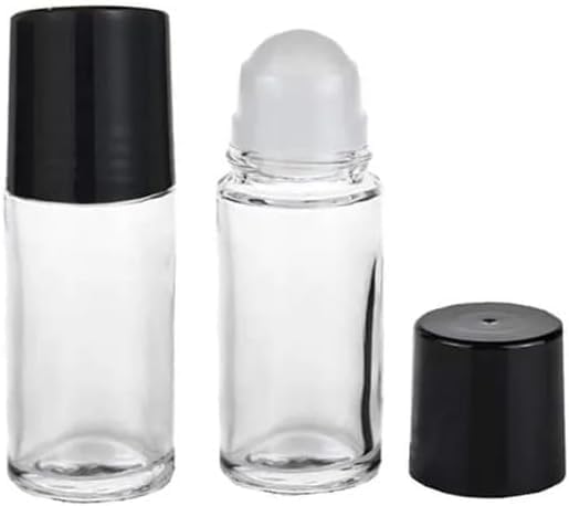 2Pcs Black Clear Empty Glass Essential Oil Roller Bottles Vials Containers Refillable Roll-on Bottles with Funnel Easy to Use and Store Convenient to Carry,Beauty and Personal Care (30ML)