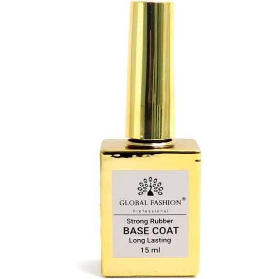 Global Fashion Strong Rubber No Wipe Base Coat,15ml for Gel Nail Polish Soak Off LED Nail UV Lamp Gel Base Coat Upgraded Formula Long-Lasting DIY Home and Nail Salon