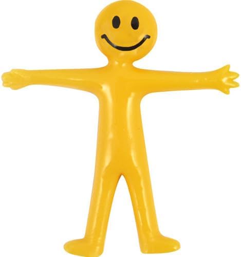Stretchy Smile Men Party Bags Fillers Kids Toys Fun Gifts Yellow Elastic Man (Pack of 8)
