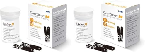 CareSens N Blood Glucose Test Strips, 50 Test Strips per Box, Compatible with CareSens N Family Meters, Pack of 2 (100 Total Test Strips)