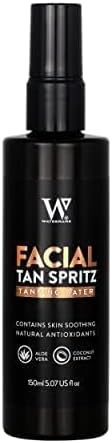 Watermans Face Self Tanning Water Aloe Vera 150ml - Self Tan Face Mist, Face Tan, Vegan, DHA Natural Tanning Active no biscuit smell, Tropical smelling