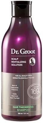Dr. Groot Scalp Revitalizing Solution Hair Thickening Shampoo | With Biotin and Prebiotics | Clinically Helps Visibly Volumize Thin, Damaged or Dry Hair, 385 ml
