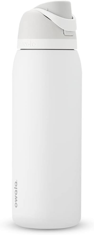 Owala FreeSip Insulated Stainless Steel Water Bottle with Straw for Sports and Travel, BPA-Free, 40-oz, Shy Marshmallow