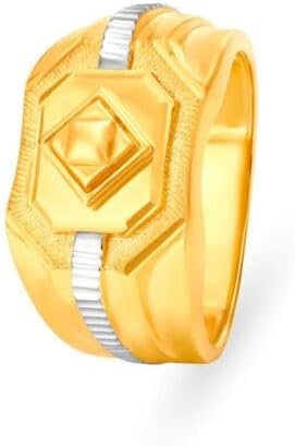 Real 22K/18K Fine White&Yellow Gold Certified Mens Statement Ring