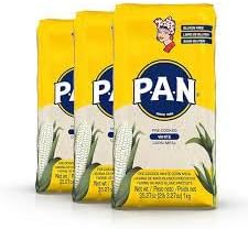 PAN White Pre-Cooked Corn flaur 1kg x 3 | Traditional Venezuelan Cornmeal | Easy to Prepare | Ideal for Latin American Cuisine | Pre-Cooked, Gluten-Free, and Perfect for Traditional Dishes