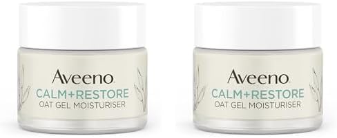 Aveeno Face Calm+Restore Oat Gel Moisturiser (2x 50ml), Face Moisturiser to Instantly Soothe and Replenish the Skin's Moisture Barrier, Intensely Nourishing Day Cream, Tested on Sensitive Skin