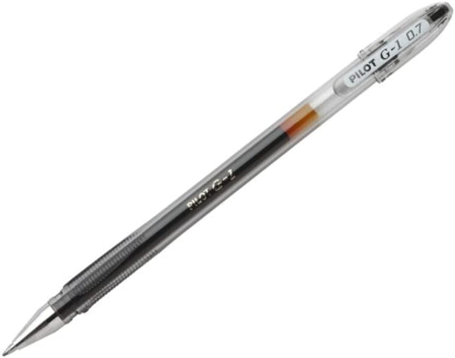 Pilot G107 Gel Ink Rollerball Pen with 0.7 mm Tip - Black (Pack of 12)