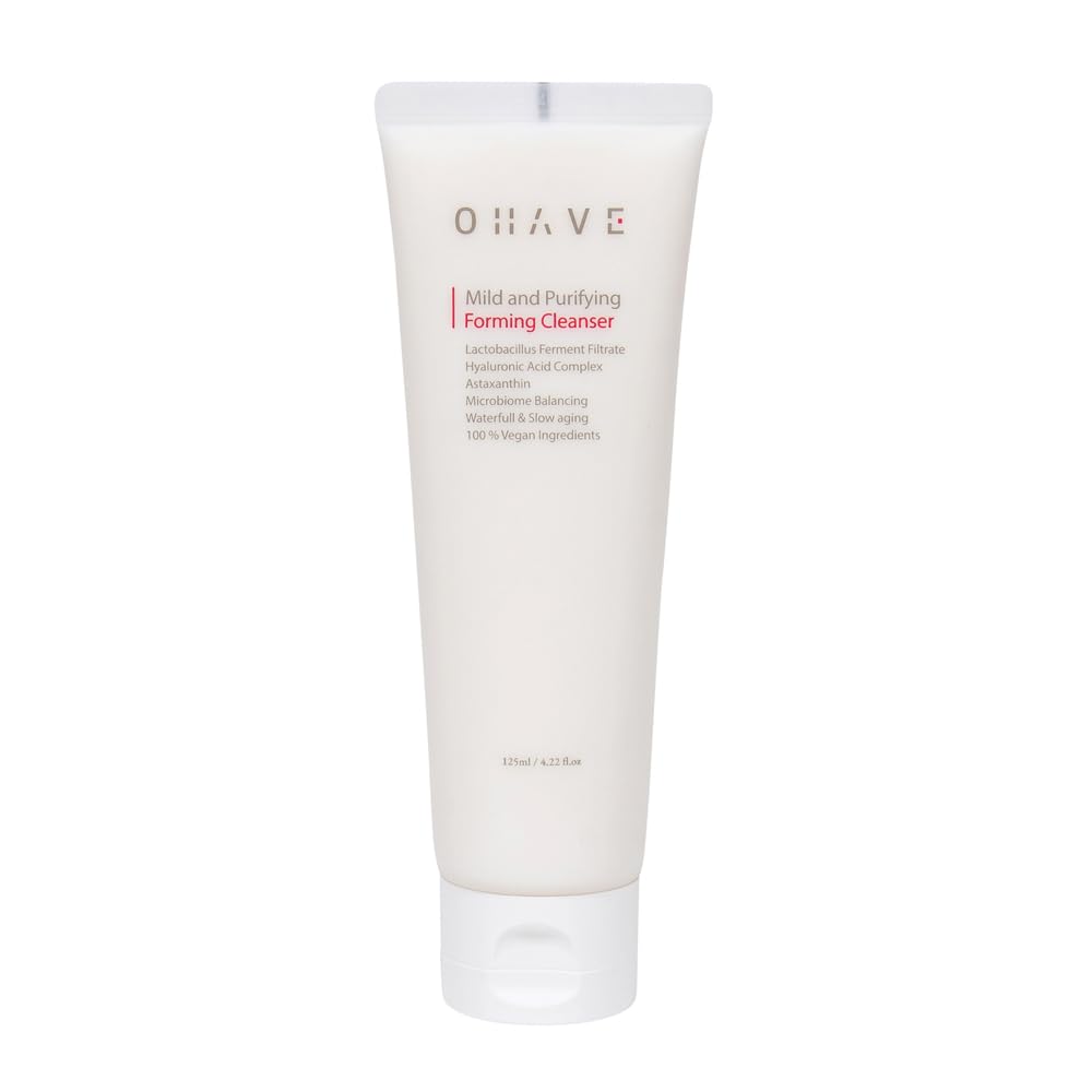 OHAVE Mild & Purifying Foaming Cleanser Gentle Vegan Face Wash with Lactobacillus Natural Botanical Extracts Hydrating & Soothing pH-Balanced 125ml