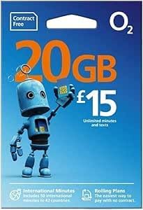 O2 PAY AS YOU GO SIM CARD WITH £15 BUNDLE - 25GB DATA AND UNLIMITED CALLS AND TEXTS - ROAM IN EUROPE