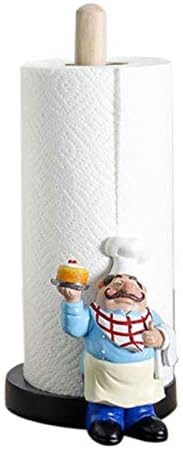 Adjustable Paper Towel Holder, Chef Style Resin Paper Towel Dispenser, Chef Figurines Creative Roll Paper Stand for Kitchen Cafe Restaurant Cake Shop Dessert Shop Decoration Ornament(Blue)