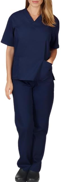 Sky Mens and Womens Hospital Doctors Scrub Trousers Top Set, Medical Doctor Uniform, Lightweight Fabric Medical Work Wear, Sky Blue