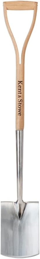 Kent & Stowe Garden Life Stainless Steel Digging Spade, Light and Compact Traditionally-Styled Garden Tool, All Year Round Made from Stainless Steel and Ash Wood