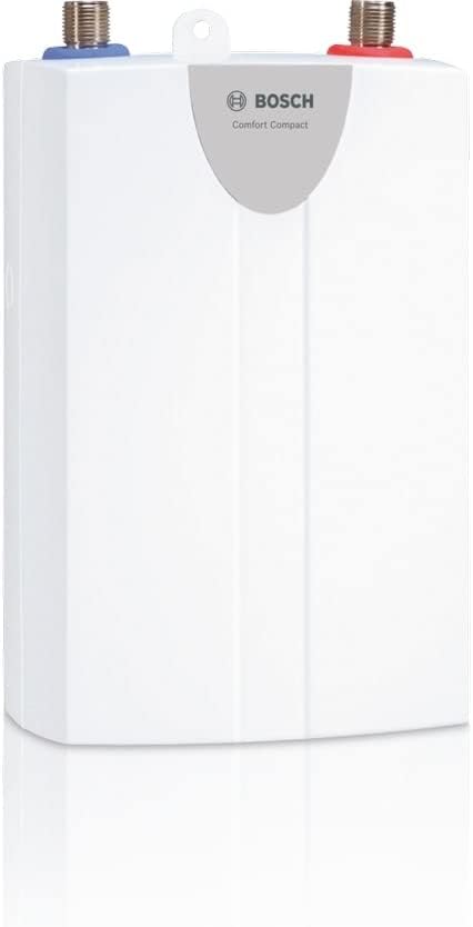Bosch Tronic Comfort Compact Hydraulic Water Heater 3.5 kW, Ready to Plug, Under-Sink Device, Pressure- and Pressure-Resistant Connection, White/Grey