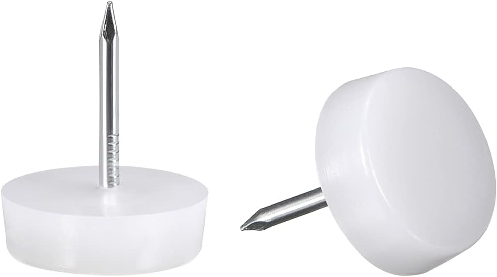 sourcing map Furniture Feet Nail Plastic Glide Nails Chair Table Leg Protector Pads 14mm Dia White 70pcs