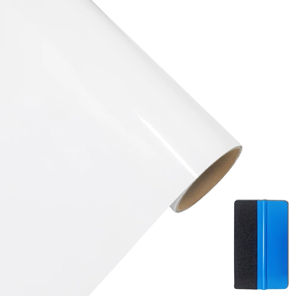 NewL High Gloss White Vinyl Wrap Self Adhesive Air Release Bubble Outdoor Rated for Automotive Use (30cm x 150cm)