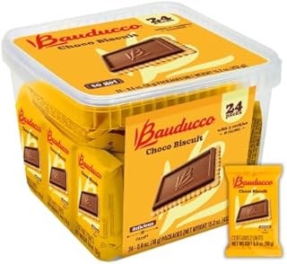 Bauducco Choco Biscuit Cookies - Tub 24 pk - Great for Snacks, Dessert & Lunch Box – 2 cookies per pack, individually wrapped, 15.2 oz (Pack of 24)