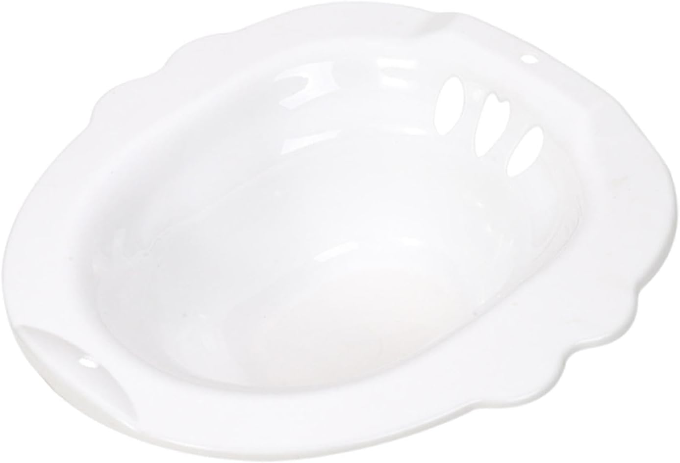 Sitz Bath Universal Toilet Basin Reusable PP Thickened Rounded Edge Non-Slip Practical Drain Suitable for Women Men, White