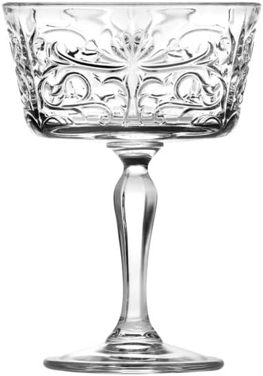 RCR Crystal Glassware Tattoo Champagne Goblet Glasses, 27 CL / 270 ML, Set of 6