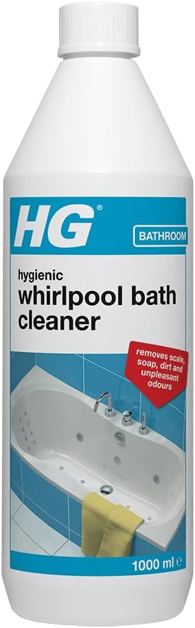 HG Hygienic Whirlpool Bath Cleaner, Naturally Formulated Jetted Bath Spa & Hot Tub Cleaner, Effective Jacuzzi Bath Cleaner, Removes Scale Grease, Soap, Oil & Odours - 1L