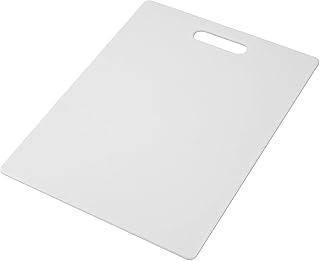 Farberware Large Cutting Board, Dishwasher- Safe Plastic Chopping Board for Kitchen with Easy Grip Handle, 11-inch by 14-inch, White