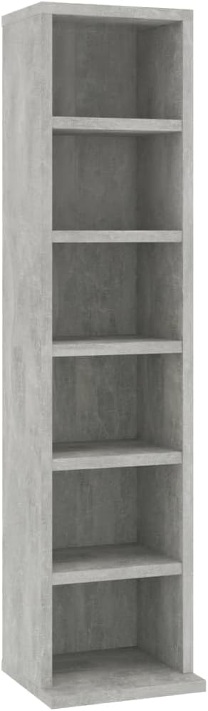vidaXL 6-Compartment CD Cabinet - Concrete Grey Engineered Wood - Versatile Home Storage Organiser