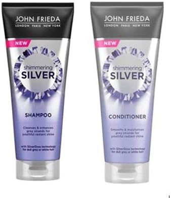 Shimmering Silver Shampoo (250ml) and Shimmering Silver Conditioner (250ml) by John Frieda for Dull Grey Hair