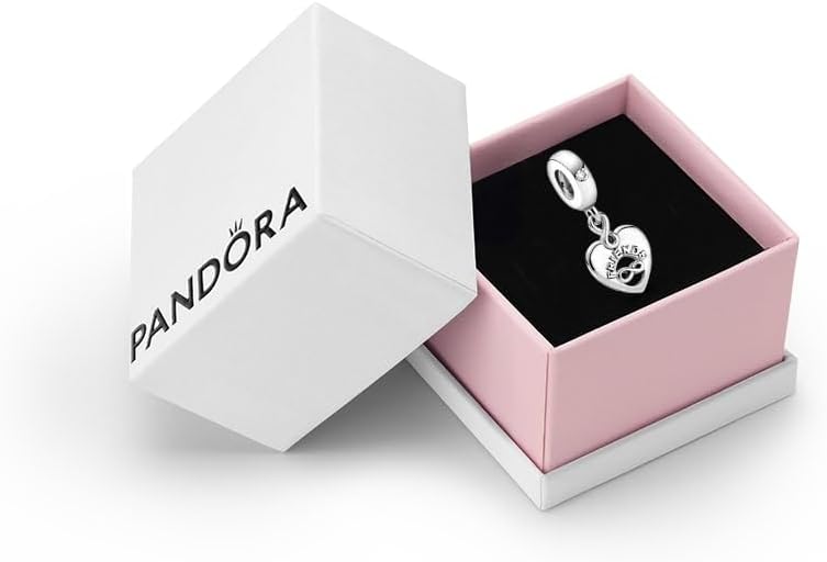 Pandora Moments Women's Sterling Silver Friends Forever Heart Dangle Charm, With Gift Box