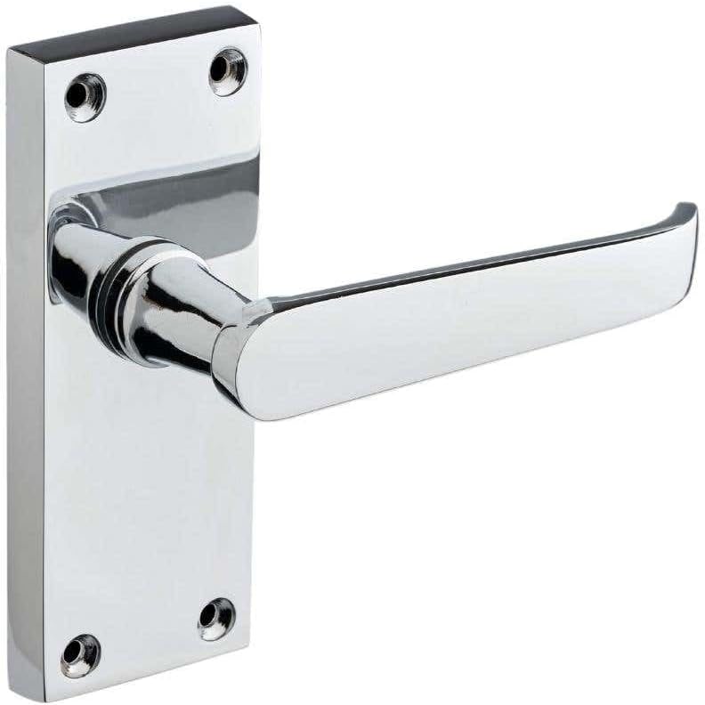 Designer Levers - Victorian Straight Lever Door Handles - Polished Chrome - 1 Pair - Latch Door Handle - Interior Use - Short Latch