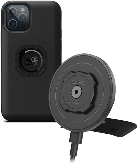 Quad Lock Adhesive Dashboard/Console Car Phone Holder Kit with MAG Wireless Charging Head V2 and MAG Phone Case for iPhone 12/12 Pro