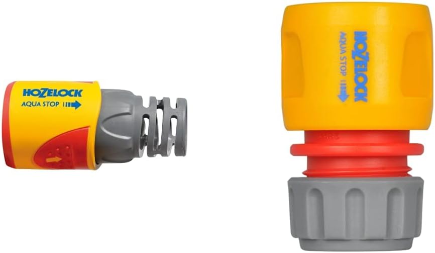 Hozelock 2055 0000 AquaStop Connector Plus (12.5mm & 15mm) & 2185P9000 AquaStop Connector (12.5mm & 15mm), Grey, Orange, Red