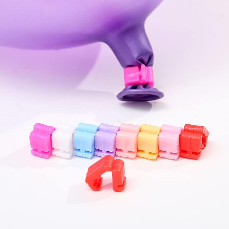 URBANWAZE Coloured Ballon Clips 100 Pack Colourful Strong Quick Easy Balloon Clip Ties For Sealing Gas And Air Balloons Birthday Christmas Halloween Party Decoration Tying Tool No Knots