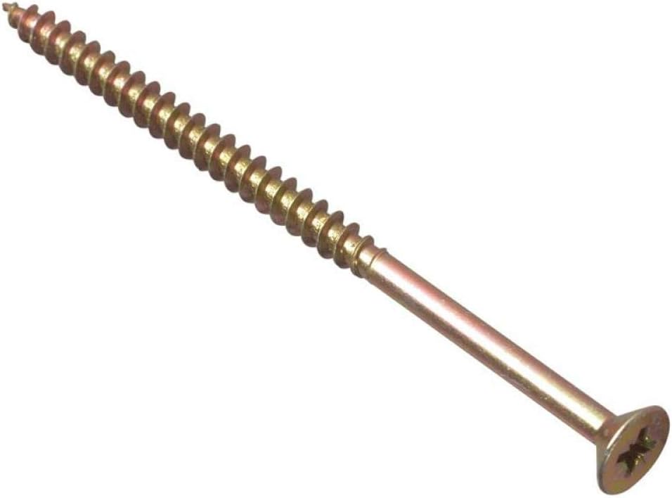 ForgeFix Multi-Purpose Single Thread Screws | 5.0 x 90mm | Zinc Yellow Passivated | Box 100