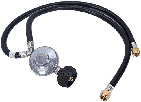 GasSaf 2 Feet Y-Splitter Low Pressure Propane Regulator Double Hose Outlet Kit with Two Hose for Type1 QCC1 Propane Tank, Most LP/LPG Gas Grill and Propane Appliance