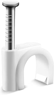 Cable Clips White with Steel Nails 0.39in, 10mm Wire Clips to Wall, White Round Cable Nail Clips (0.39in/10mm)