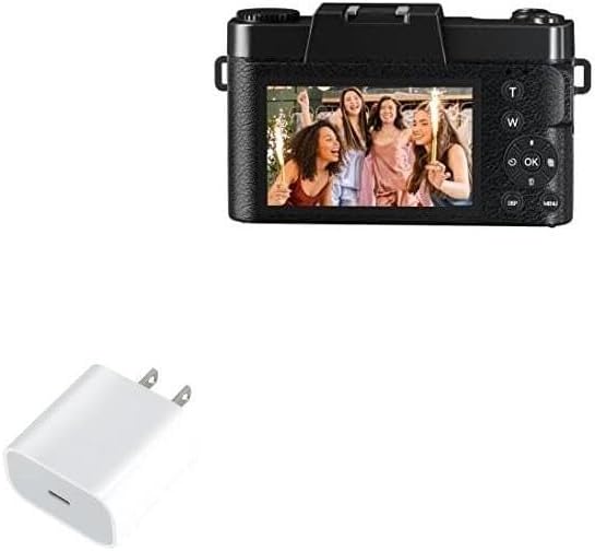 BoxWave Charger Compatible with Saneen Digital Camera 4K & 56MP - PD GAN miniCube (30W), 30W Tiny PD GAN Type-C Wall Charger - Winter White