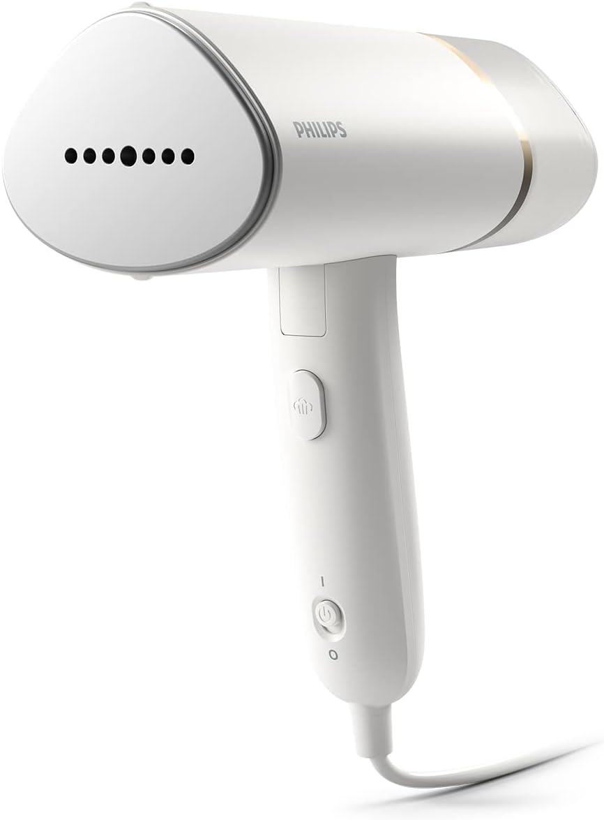 Philips 3000 Series Handheld Steamer, Compact and Foldable, 1000W Power, Up to 20g/min Steam, Ready in 30 Seconds, Safe for All Fabrics, No Ironing Board Needed (STH3020/16)