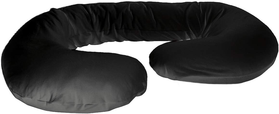 Betty Dain Stretch Jersey Pregnancy/Maternity Pillowcase C-Shape Compatible, Pillowcase Replacement, 100% Cotton Stretch Jersey, Dual Zippers, Stretch Fabric, Machine Washable, 60 x 25 in., Black
