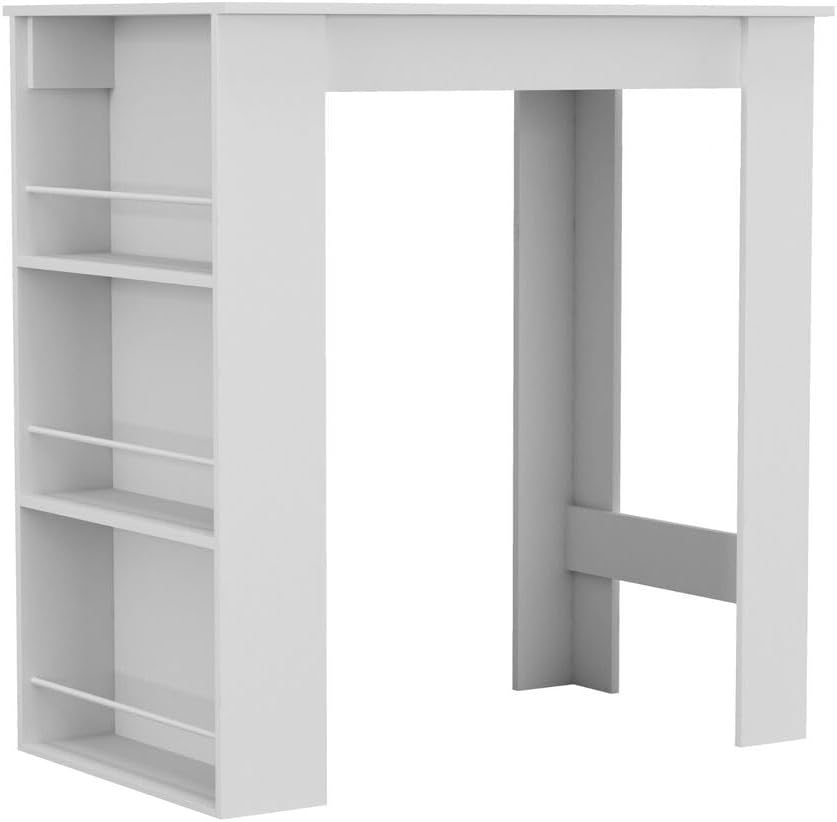 URBNLIVING 3 Tier Dining Bar Coffee Kitchen Island Table Open Storage Shelves Living Room (White)