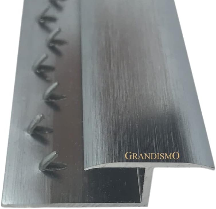 Grandismo® Carpet to Laminate/Tile or Wood Flooring Edge - Prestige Luxury - 3ft (0.9metre) in Length - Gripper Trim Threshold Profile Strip - Z Edging Metal Door Bar- Exclusive Brushed Grey