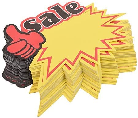 50pcs Blank Sales Promotion Retail Sale Signs with Bright Display Tags for Store Shop Fundraiser (Sale-1)